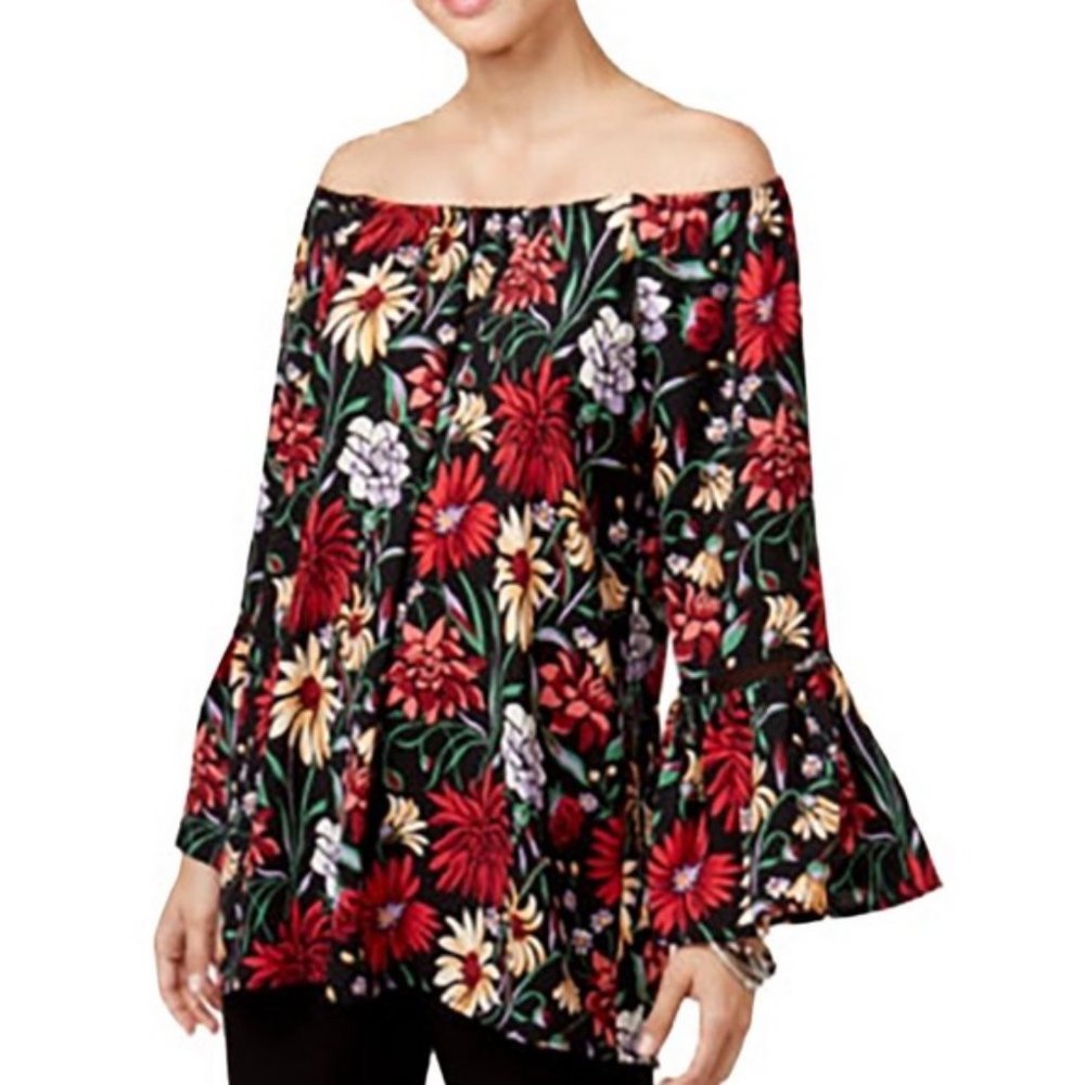 Olivia & Grace Floral Off-Shoulder Flounce Sleeve